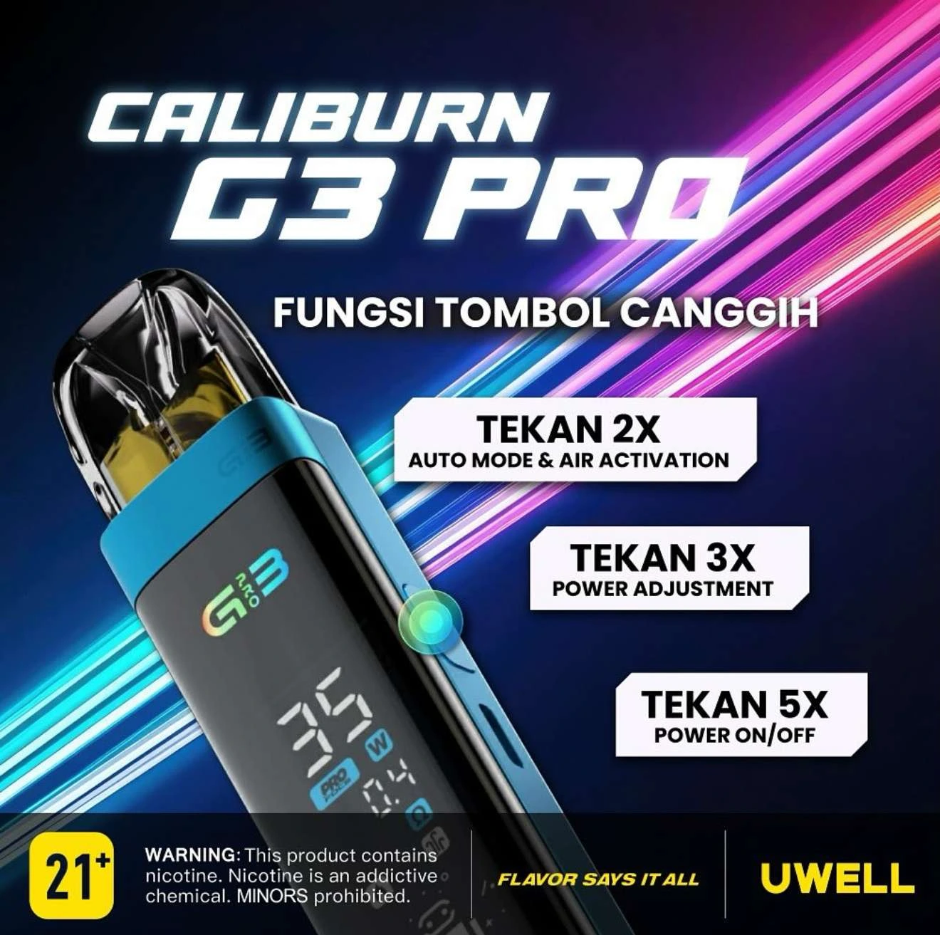 UWELL Caliburn G3 PRO 咖哩棒電子煙主機 | 35W輸出・G3煙彈通用 | 智能功率調節
